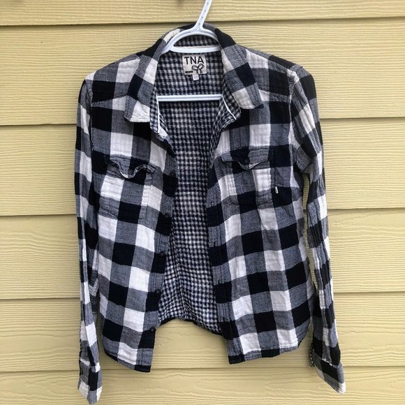 TNA Tops - TNA Black & White Flannel - Size Medium